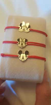 Copii bratari aur snur rosu Mickey Mouse si Minnie Mouse pret 150 lei