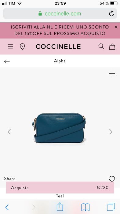 Geanta Coccinelle crossbody albastra turcoaz teal petrol
