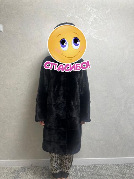 Норковая шуба черного цвета, р 44-46.