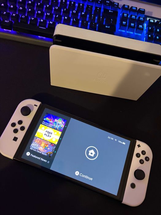 nintendo switch oled alb 64gb+card memorie 256gb+joc