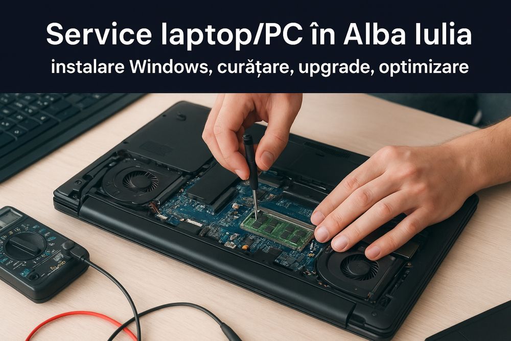Service laptop/PC -> instalare Windows, curățare, upgrade, optimizare
