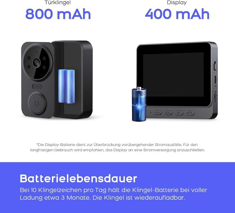 XNH интелигентен звънец с камера, 4.3" приемник, bluetooth