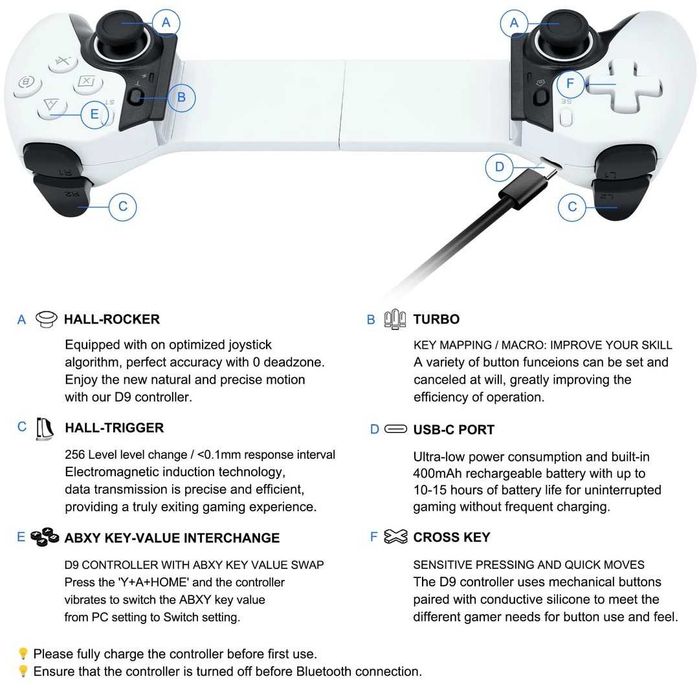 Controler de telefon pentru iPhone/iPad/Android/PC, controler de joc