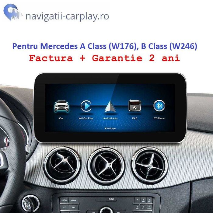 Ecran mare cu Apple CarPlay / Android Auto Mercedes A W176, B W246