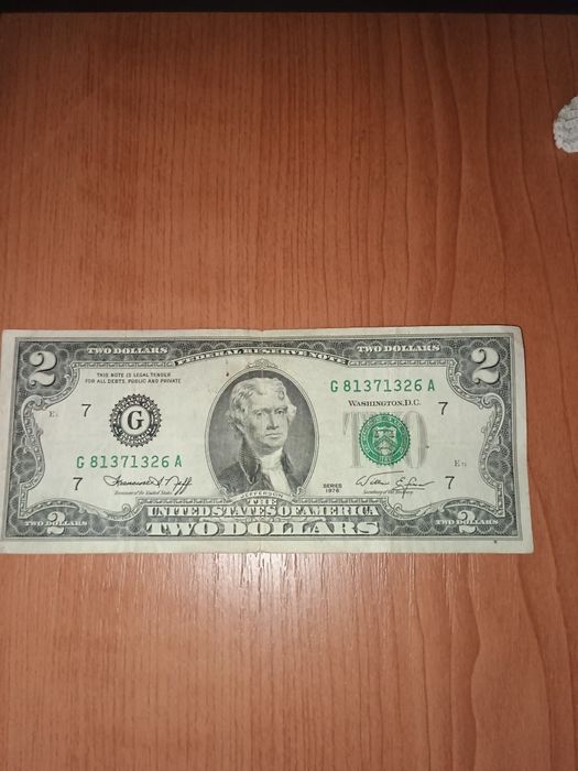 Vând bancnotă 2 dolari de colecție din anul 1976