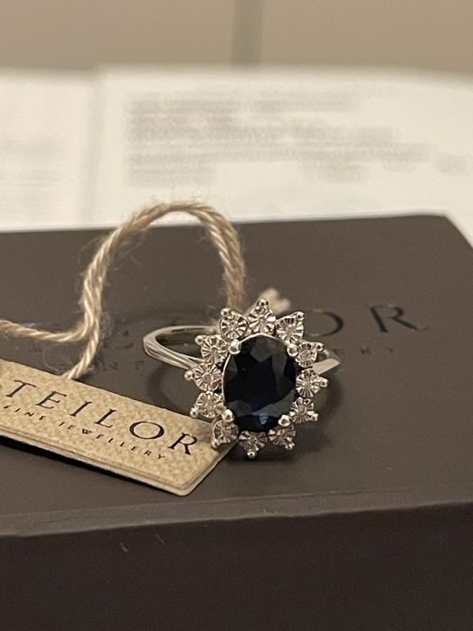 Inel Teilor aur 14k, diamante și safir 1,56ct , marimea 48