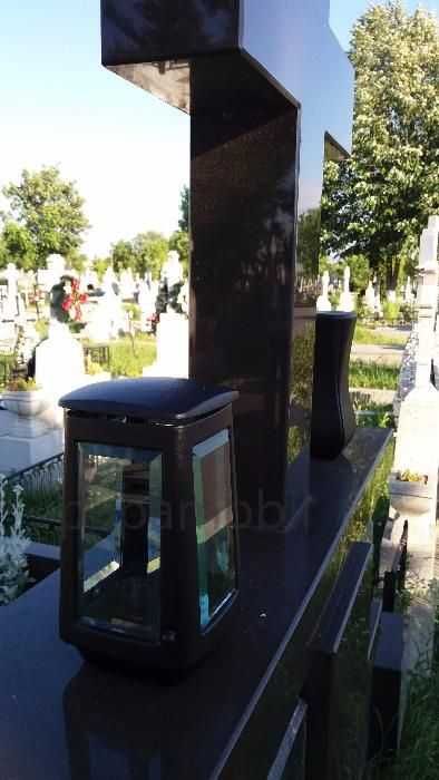 Felinar candela lumanare cimitir aluminiu negru mat