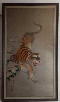СРОЧНО..Картина тигра ,вышита шёлковыми нитями
