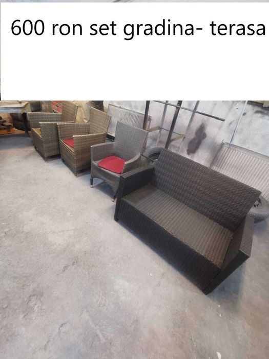 Set de gradina banca si 3 fotolii