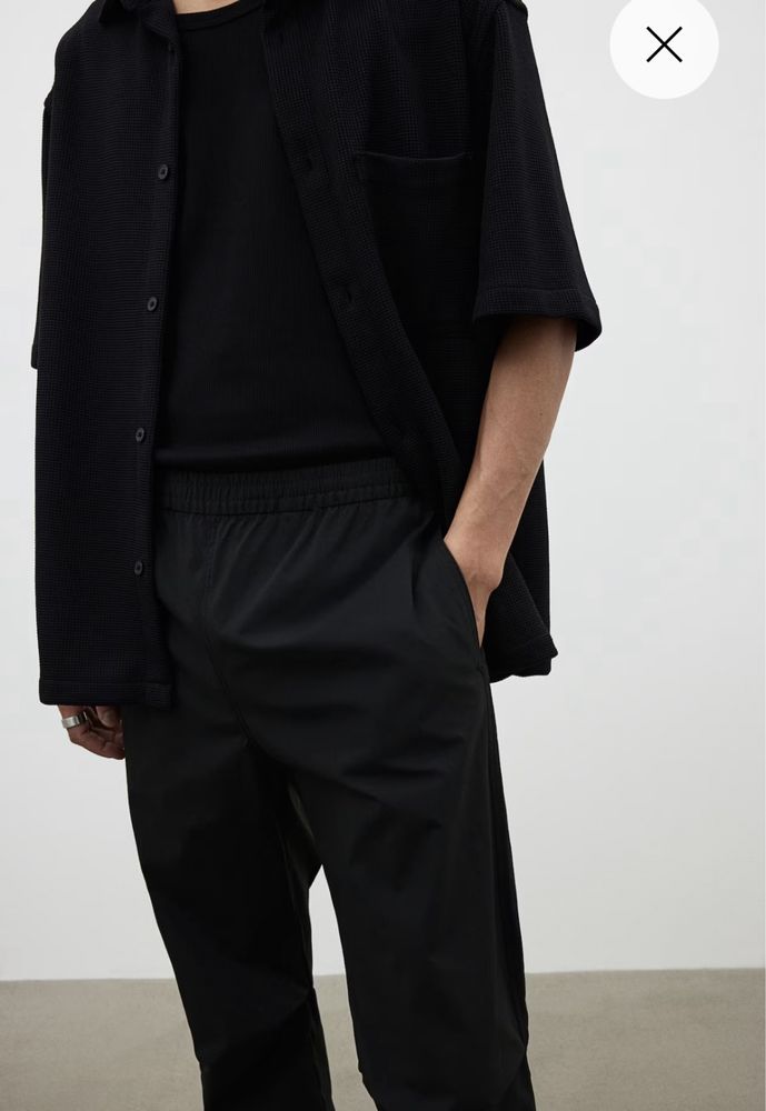 Мъжки панталон черен от памук h&m regular fit