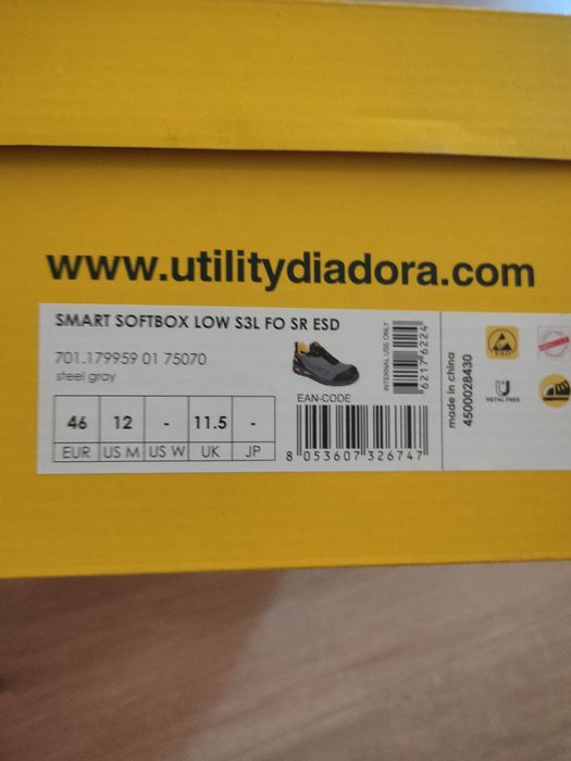 Работни обувки Diadora Smart Softbox Low S3L FO ESD, Сиви, 46