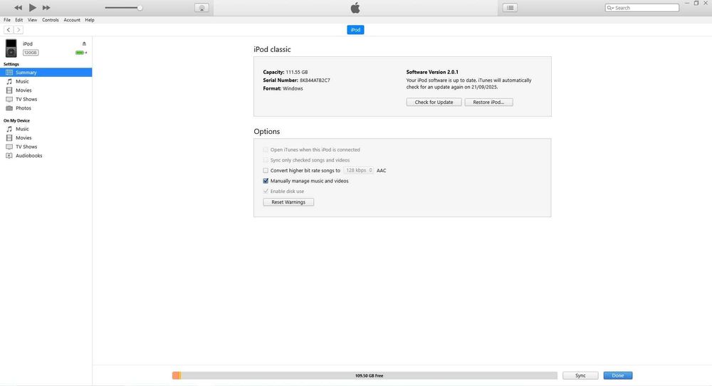Ipod classic 6th gen 120GB HDD fara baduri,testat,perfect functional