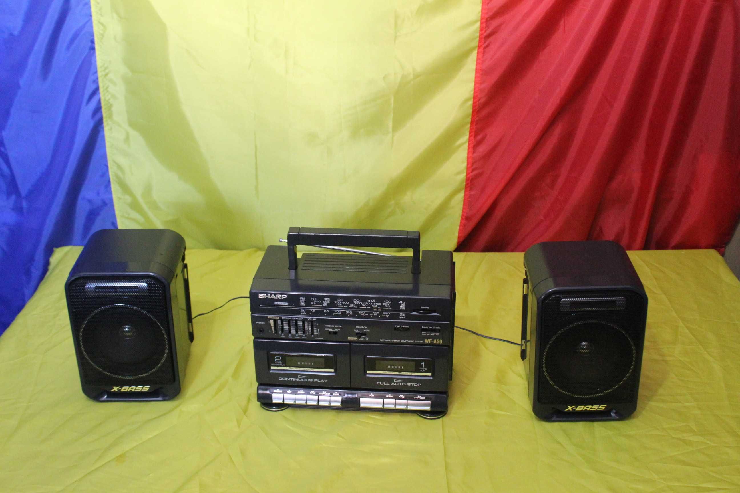 Radio dublu  casetofon  vechi - ( Germania )  SHARP wf - a 50