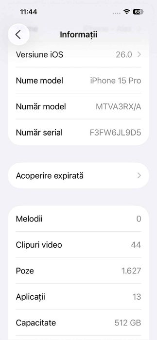 Vând schimb Iphone 15 PRO, 512 GB, 90% baterie, garanție Aprilie 2026