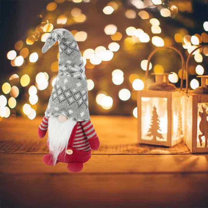 Коледен гном червен с брада, 38 см, мека декоративна фигура