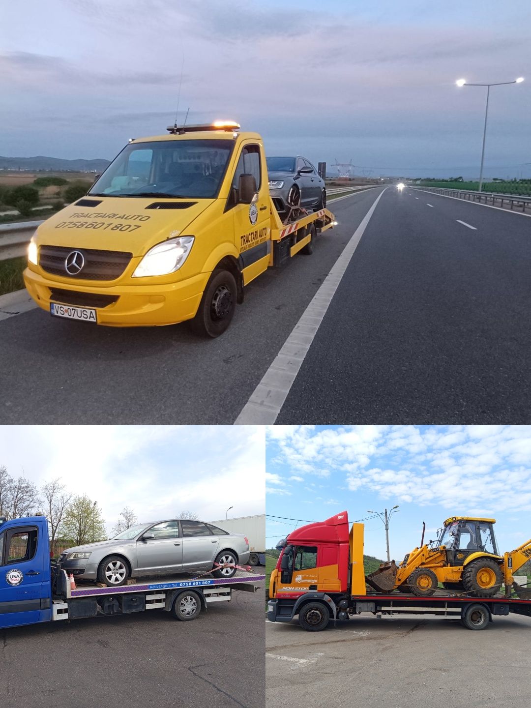 Transport utilaje Vaslui, tractari Auto, platforma
