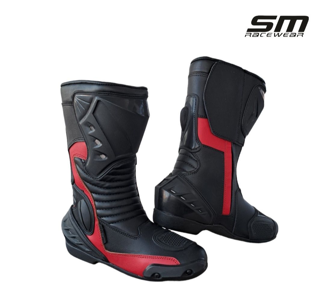 Cizme moto piele naturala SM Long Red 40, 41, 42, 43, 44, 45 Noi!