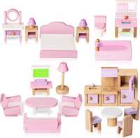 Set de mobilier din lemn pentru casă de păpuși  22 piese