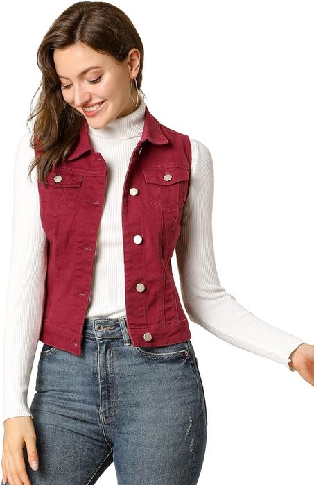 Червено дамско дънково елече,  размер М, ново