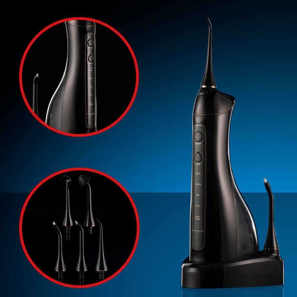 Irigator bucal MYRIA MY4848BK, 5 capete, 220ml, negru