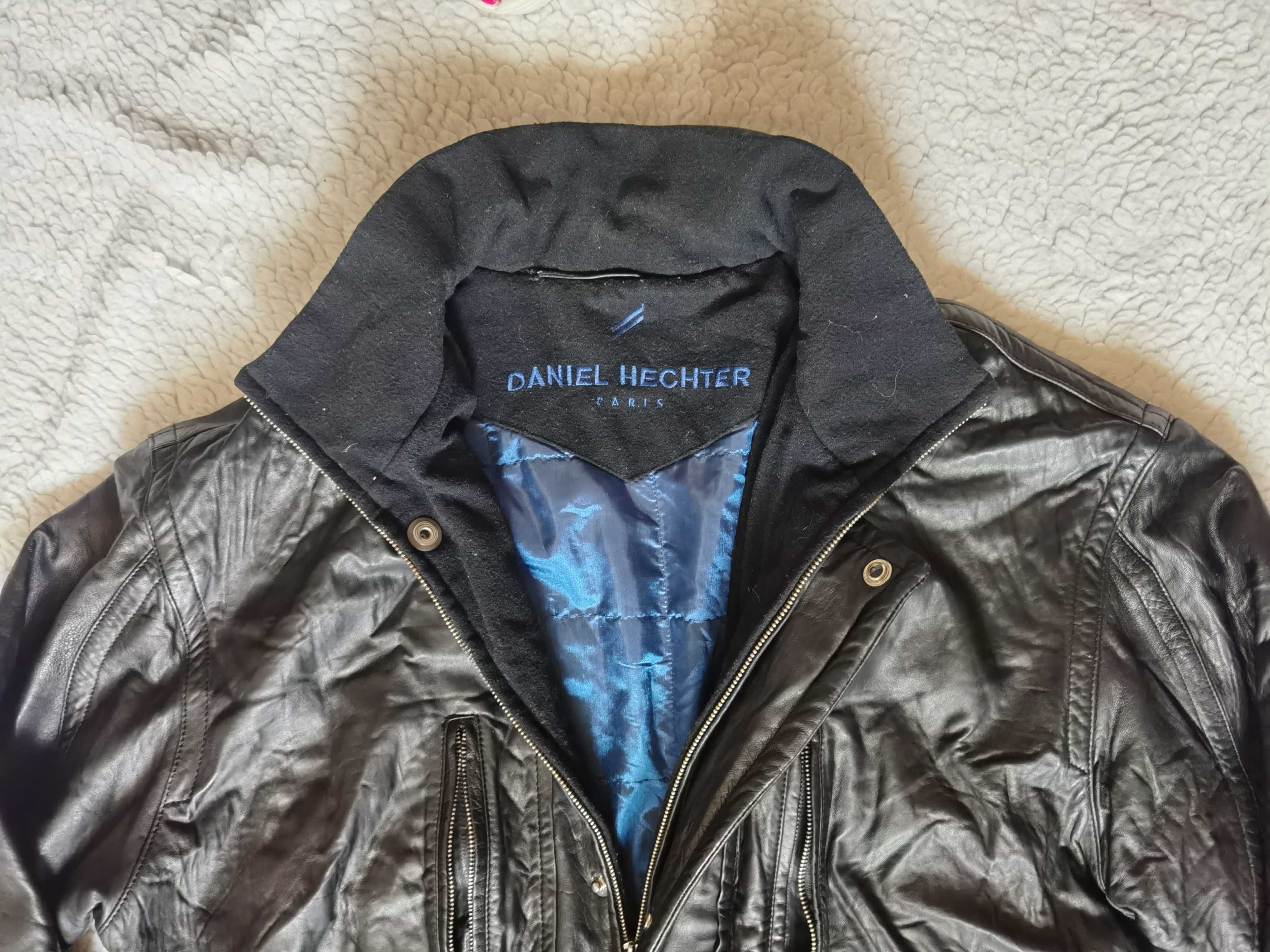 Jacheta neagra barbati piele 8 buzunare DANIEL HECHTER geaca strada
