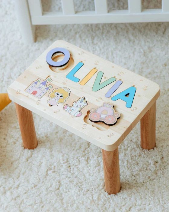 Монтесори детско столче с персонализиран пъзел – 2 в 1
