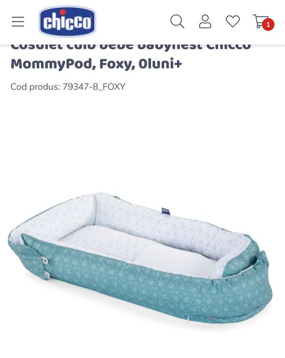 Cosulet cuib bebe babynest Chicco MommyPod, Foxy, 0luni+.