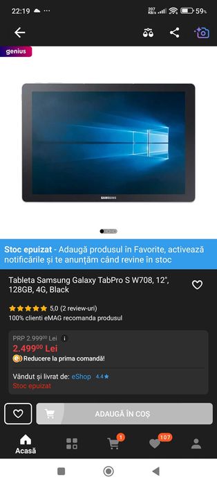 Tableta 2in1 Samsung Galaxy Tab ProS - 12 inch pachet ultra Windows 10