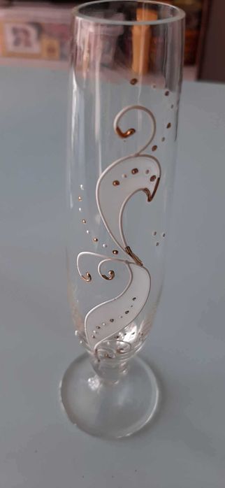 Вазичка и две купички рисувано стъкло