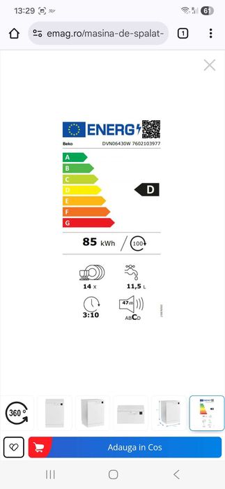 Masina spalat vase beko