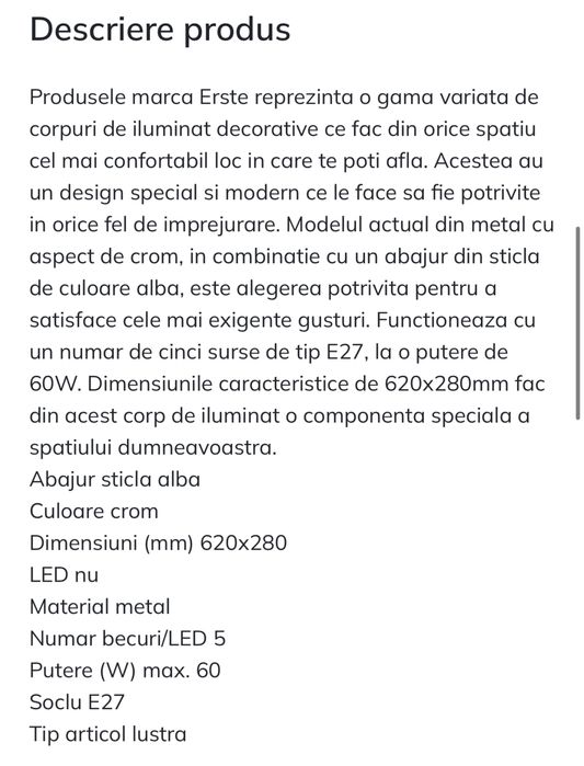 Lustra Calypso Crom+Alb 5xE27 60W