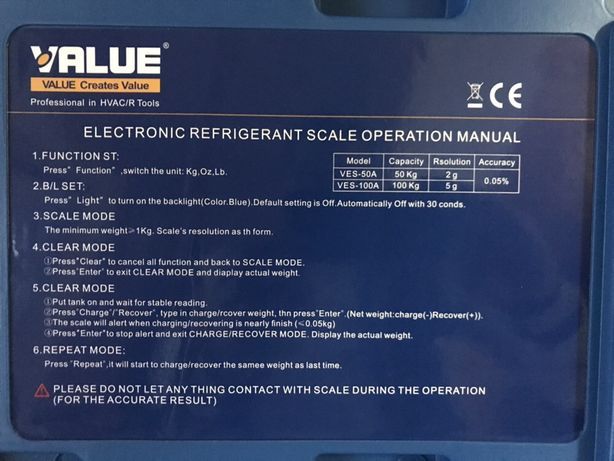 Cantar value ves-50a 50kg afisaj electronic frigotehnie freon nou tva