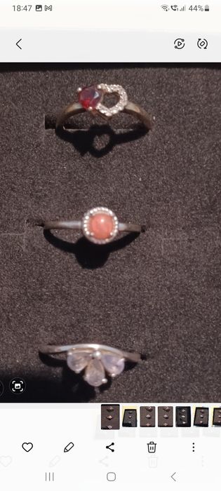 Vand 2 inele argint Dubai, mar. 6 si 7 , cu opal roz, granat , tanzani