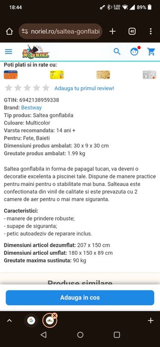 Saltea gonflabila tucan - Bestway