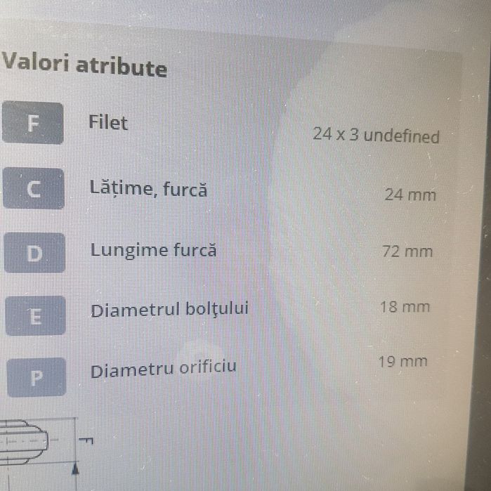 Tija de ridicare tractor 380mm