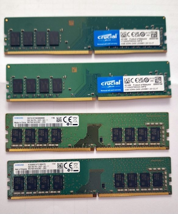 Memorii RAM desktop 24GB DDR4, 16GB Samsung + 8GB Crucial, 2x8GB+2x4GB