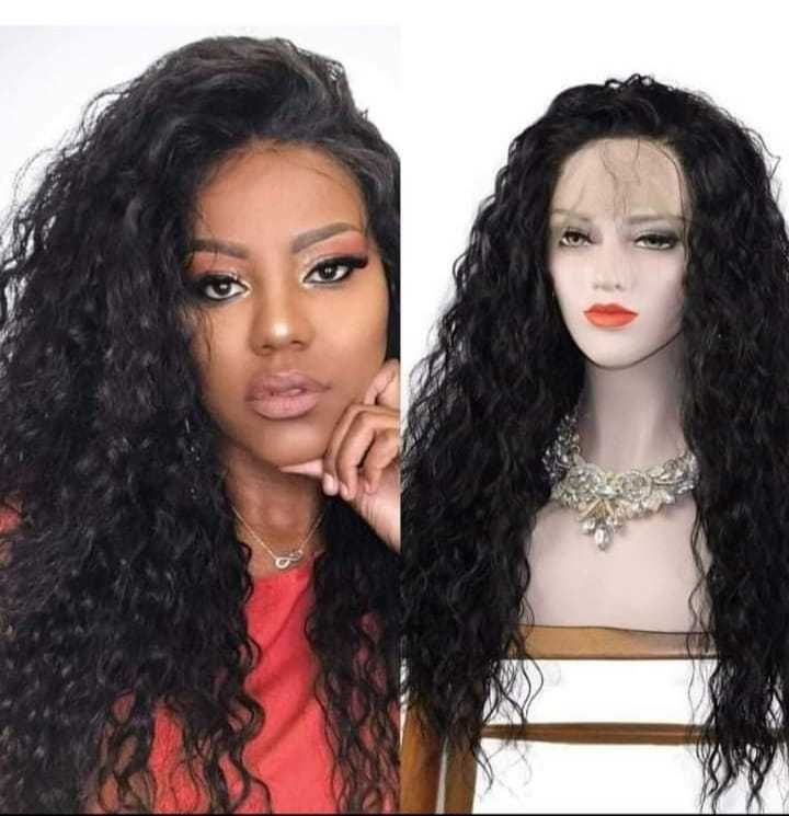Дантелена черна къдрава перука лейс фронт 13*4*1 Lace Front Wig