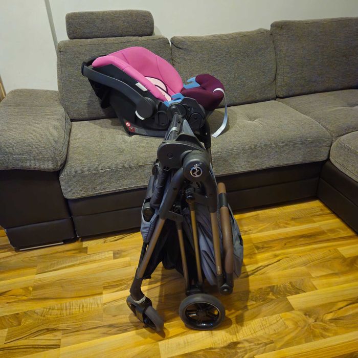 Бебешка количка Cybex Melio + стол за кола Cybex Aton Basic с адаптери