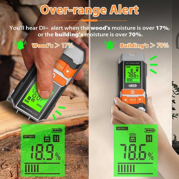Detector Umiditate Dr.meter, 2 in 1, potrivit pentru lemn