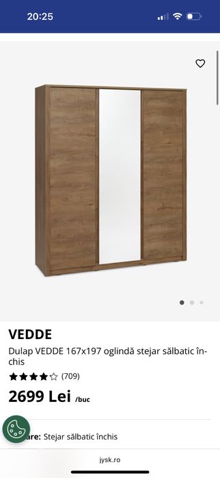 2 Dulapuri Vedde stejar salbatic cu oglinda  167x197 si 90x197