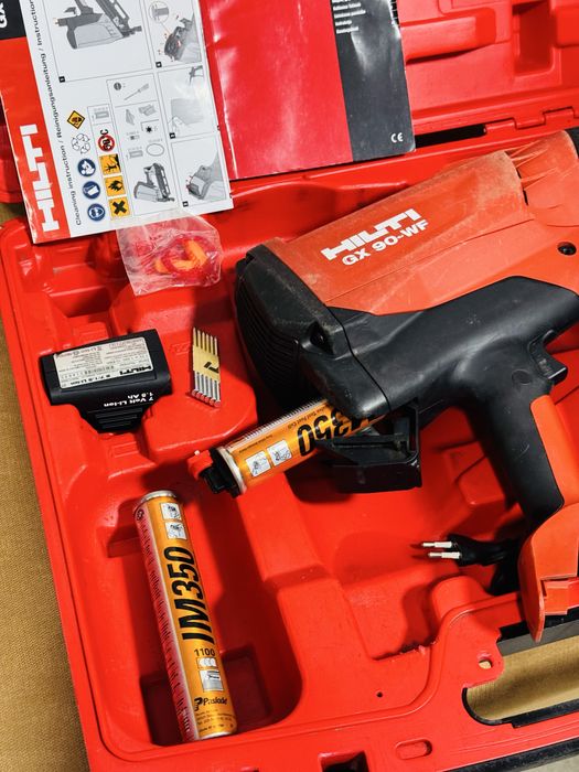 PISTOL GX 90-WF cu gaz pentru implantat CUIE ÎN LEMN-kit complet,2 bat