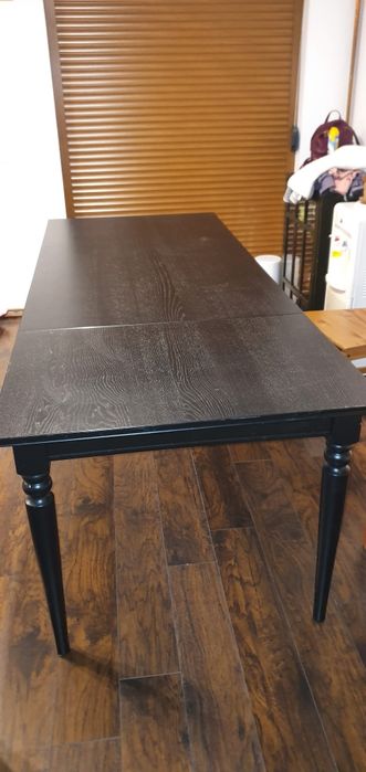 Masă extensibilă Ikea Ingatorp, negru, în stare foarte bun, 155/215/87