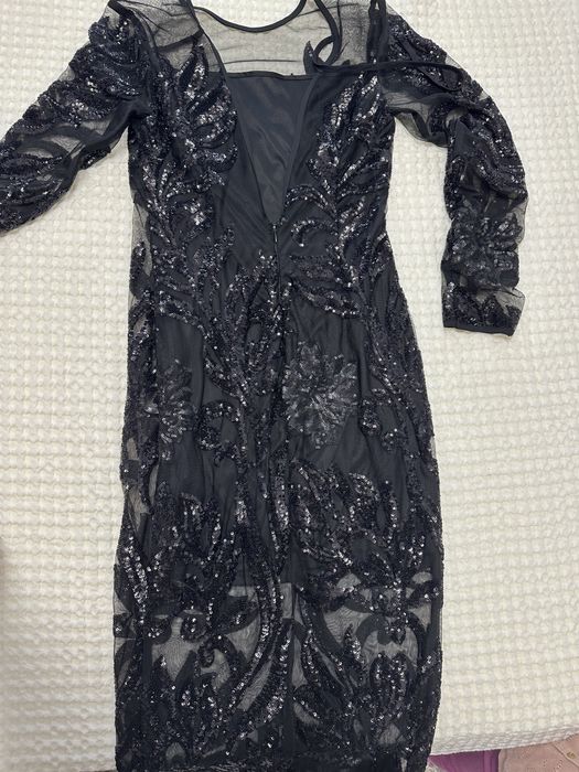 Rochie neagra cu paiete, River Island, marimea 8