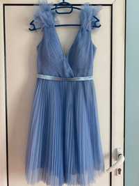Рокля - официална, къса синя рокля