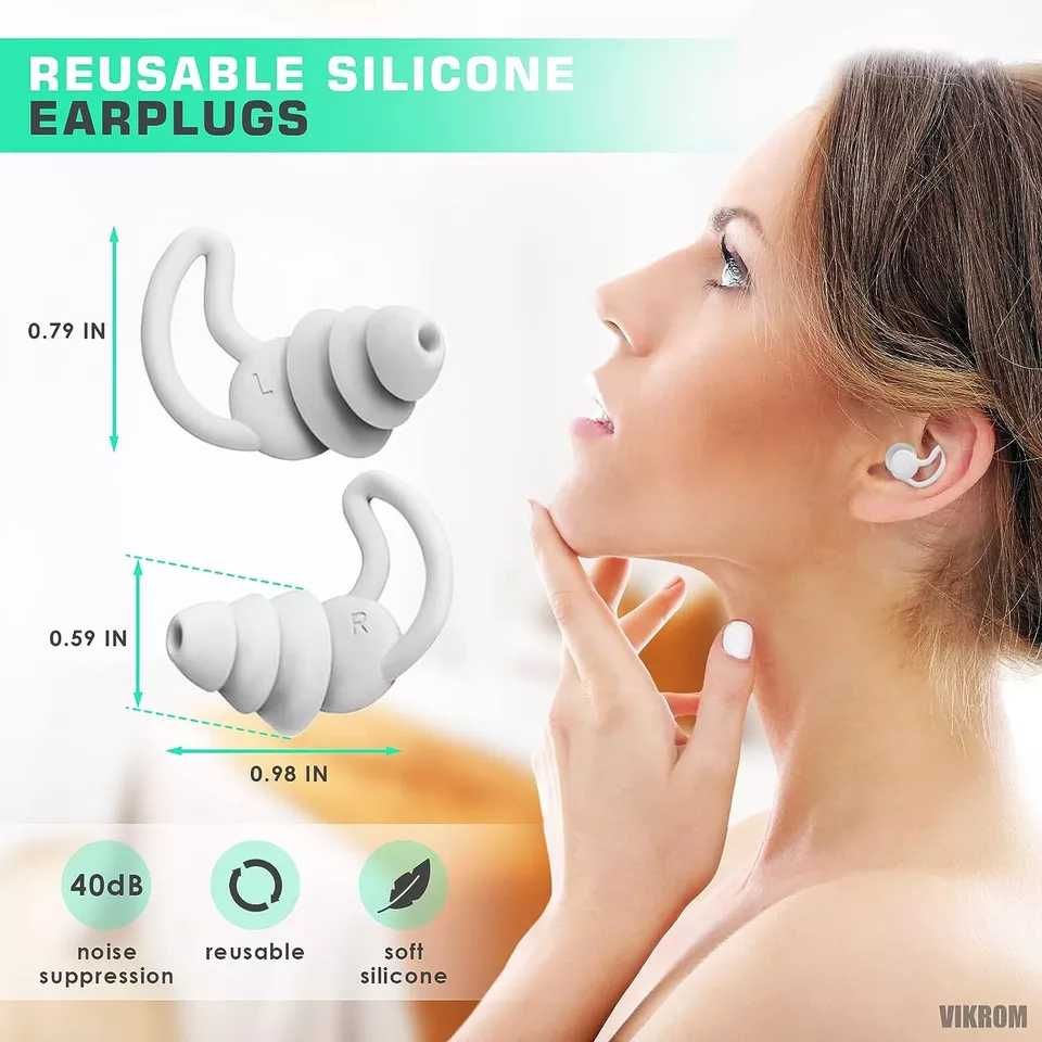 Комплект от 2 миещи се нано тапи за уши iMeBoBo, За шумопотискане, Сив