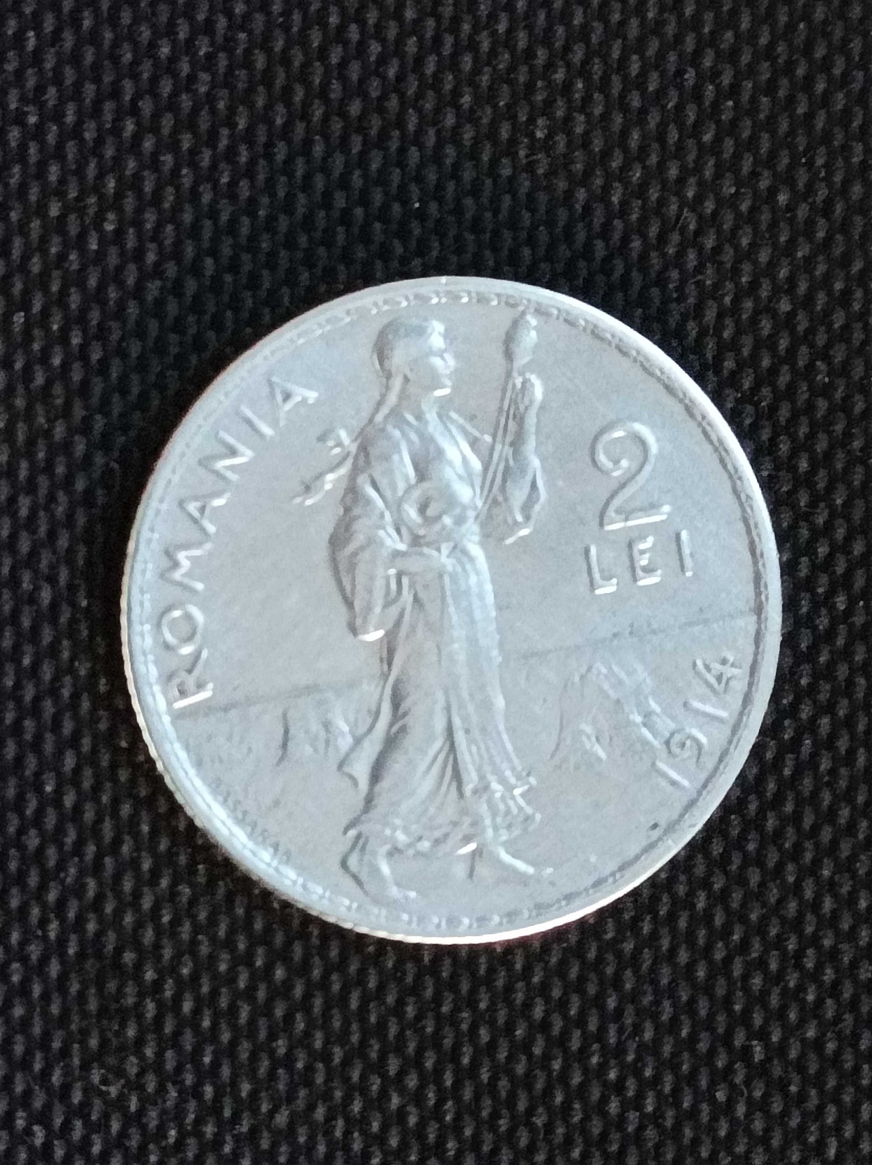 Moneda din argint 2 lei din 1914 colectie