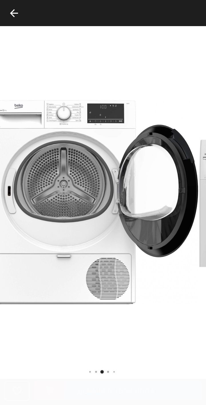 Сушилня Beko B3T69110, 9 кг, 15 програми, Кондензационна, Бял