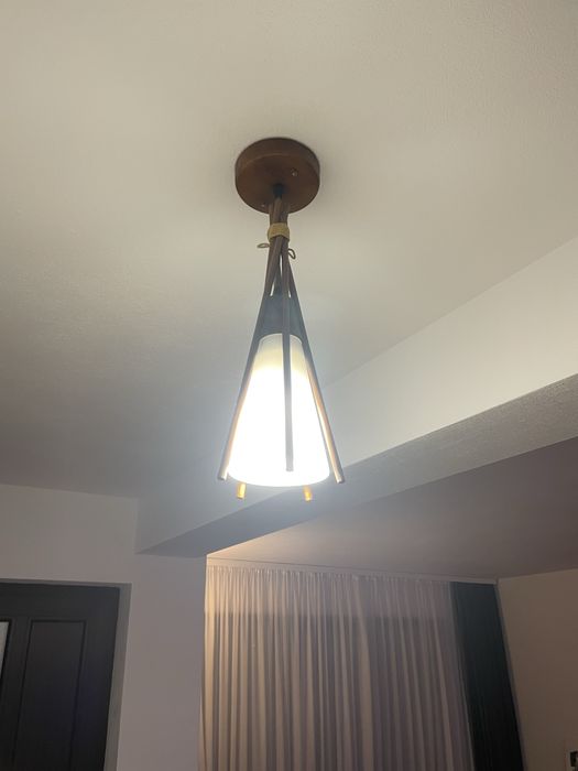 Lustra lemn cu abajur 3 becuri + lustra cu 1 bec