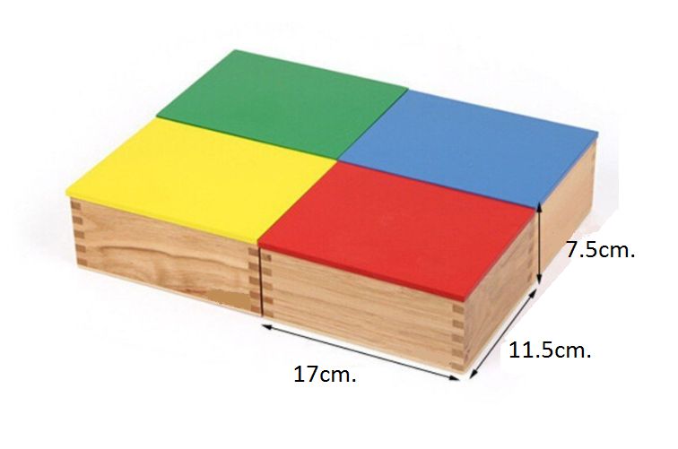 Цветни 40бр. цилиндри в 4 кутии Монтесори за възприятие и сензорика