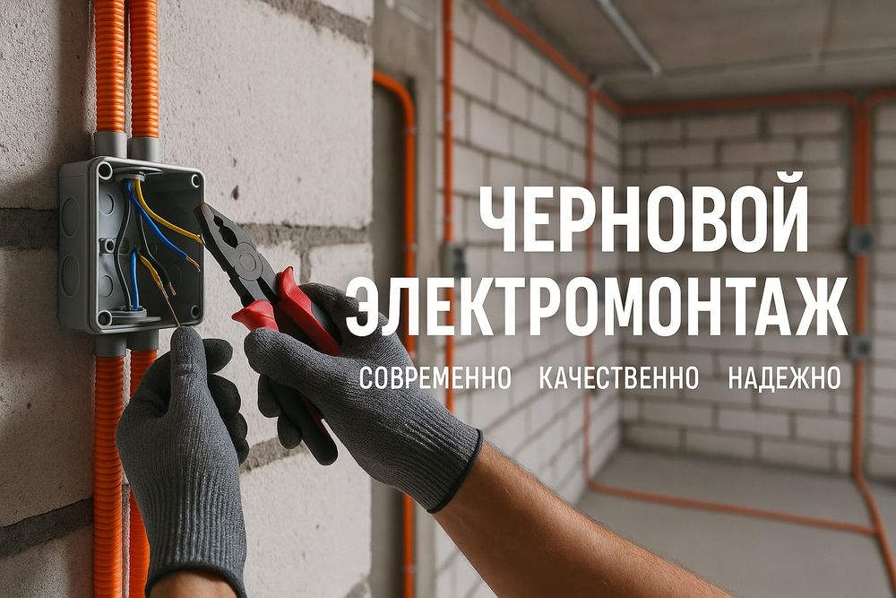 Черновой электромонтаж квартиры, дома, склады,